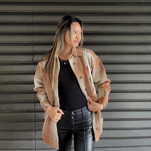 CUTS Women Plaid Orange Shirt Jacket (shacket) BNWT - Picture 2 of 6